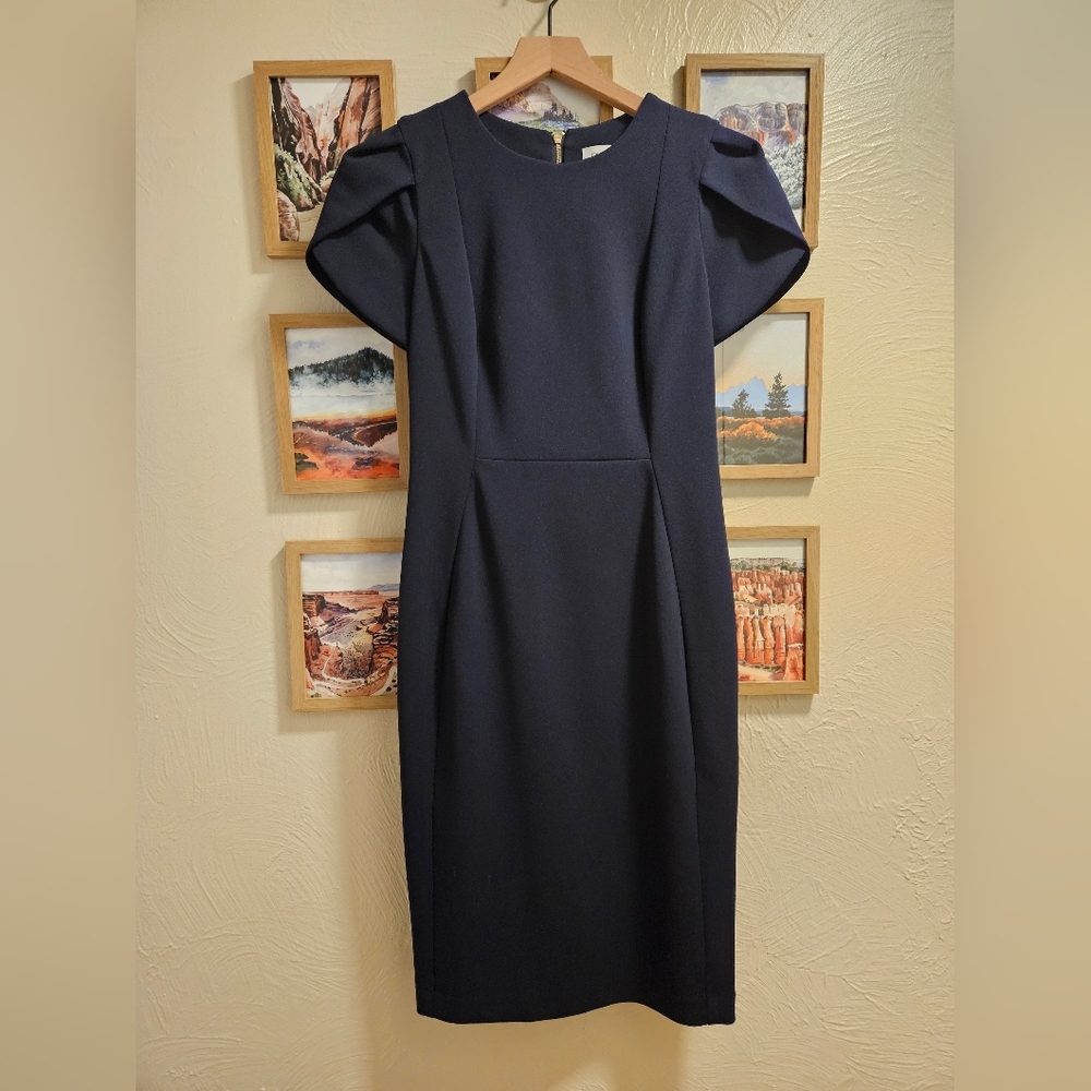 Calven Klein, navy dress, 4